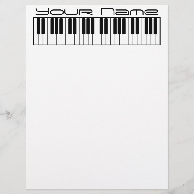 Papel de carta Letterhead do Teclado Piano (Frente)