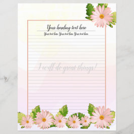 Papel de carta Linhado Floral Rosa Daisy