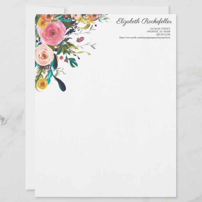 Papel de Carta Múltipla Flor Personalizado (Frente)