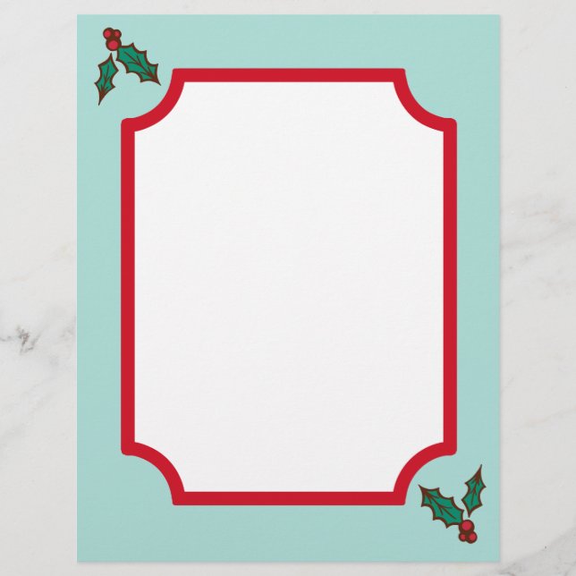 Papel de Carta Natal com Azevinho (Frente)