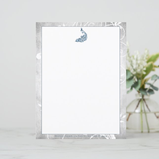 Papel de Carta Pavão Azul (Em pé/Frente)