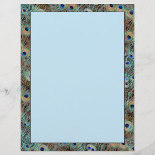 Papel de carta Peacock Tail Feathers Design 8.5 x 