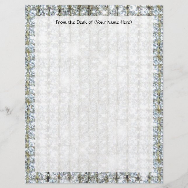 Papel de Carta Personalizada Letterhead Faux Bling (Frente)