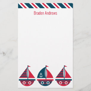 Papel de Carta Personalizado de Barcos de Navegaç