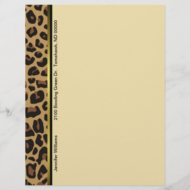 Papel de Carta Personalizado de Impressão Leopardo (Frente)