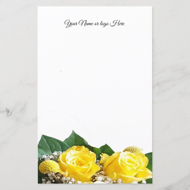Papel de Carta Personalizado de Rosas Amarelas (Frente)