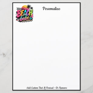 Papel de Carta Personalizado de Verão Retro Beach 