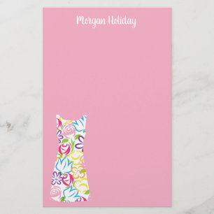 Papel de Carta Personalizado de Vestido Floral Shi