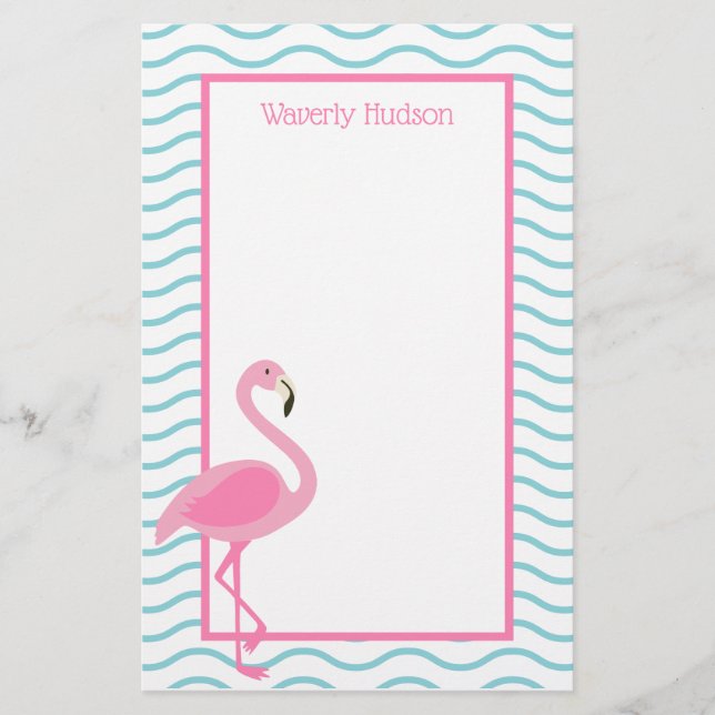 Papel de Carta Personalizado Flamingo Rosa (Frente)