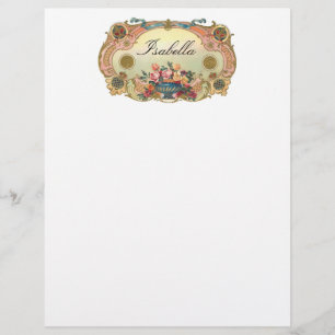 Papel de Carta Personalizado Floral Vintage