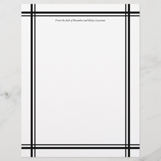 Papel de Carta Personalizado Preto com Texto de Ca (Frente)