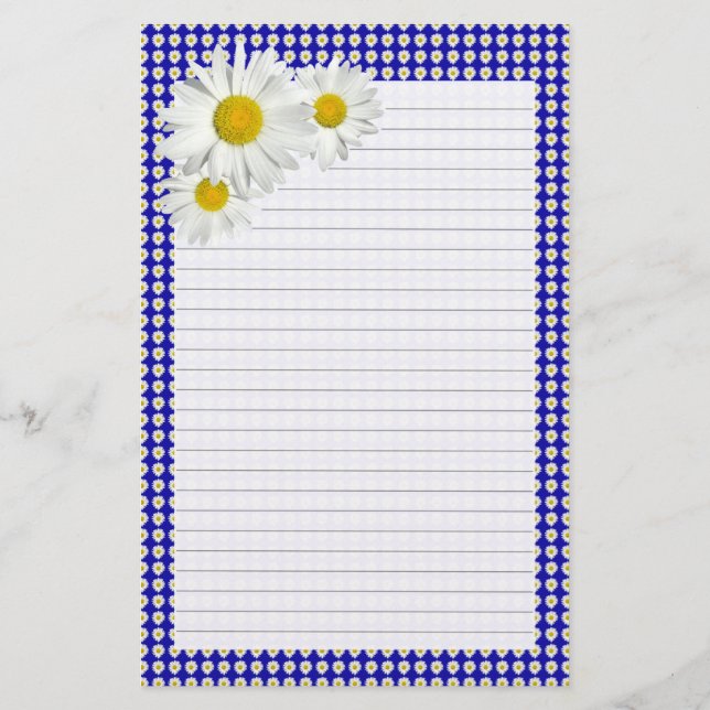 Papel de carta Pessoal Cheerful Daisy Lined (Verso)