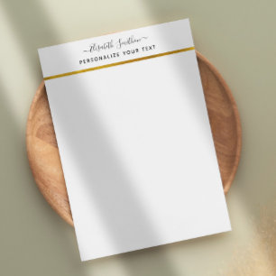 Papel de carta pessoal Dourado Mínimo Branco Simpl