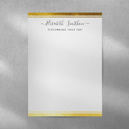 Papel de carta pessoal Dourado Mínimo Branco Simpl
