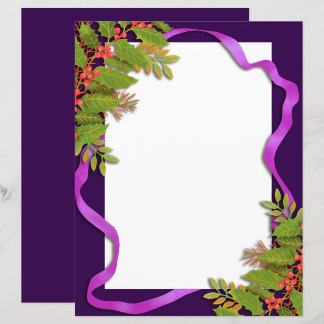 Papel de Carta Puro da Fita de Natal (Frente/Verso)