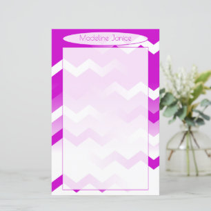 Papel de Carta Púrpura e Branca Chevron para Escr
