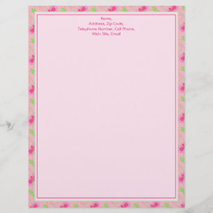 Papel de carta Rosa Personalizado Flor Ou