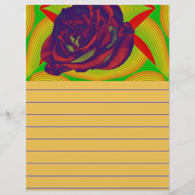 Papel de carta rosa vermelha (Frente)