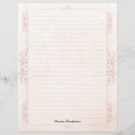 Papel de carta vintage vitoriano com linhas e nome