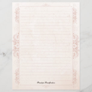 Papel de carta vintage vitoriano com linhas e nome