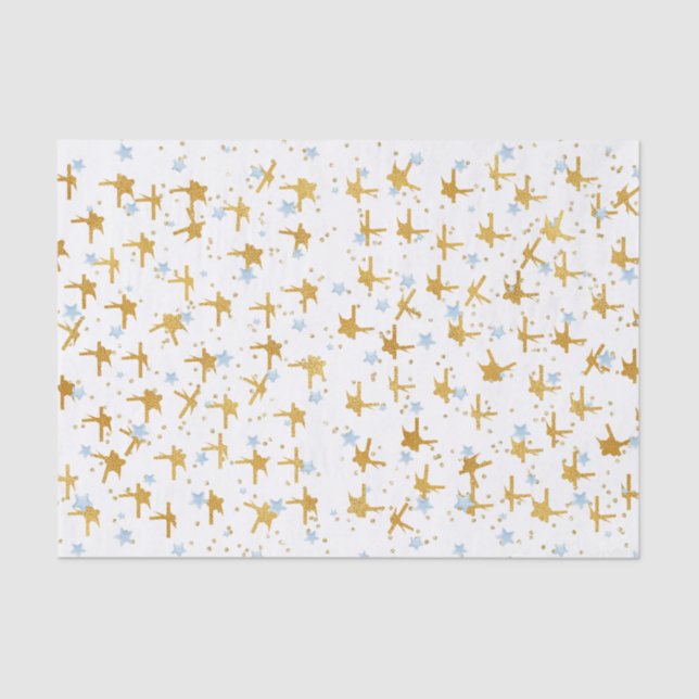 Papel de Confetti para Estrelas Azuis e Douradas (Frente )