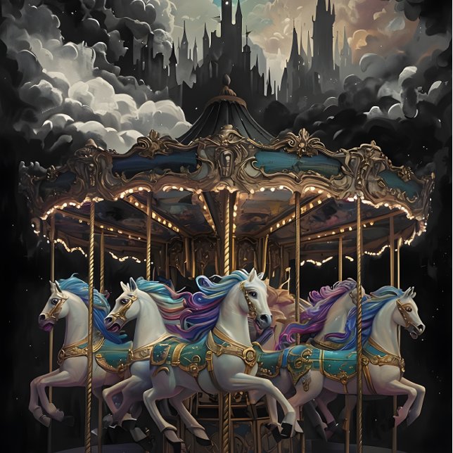 Papel de Decoupage Carousel, cavalos de Vintage. (Criador carregado)