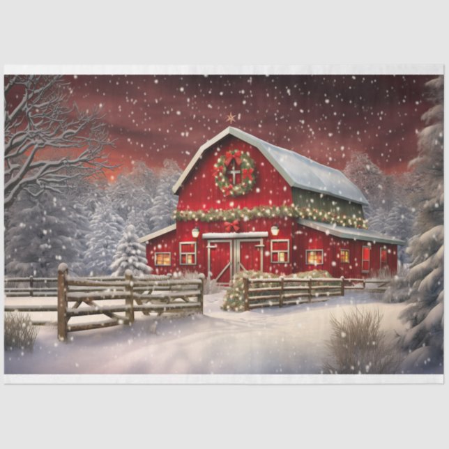 Papel de Decoupage da Barn de Natal 3 (Frente )