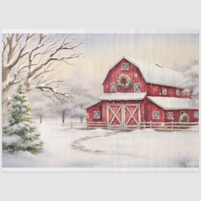 Papel de Decoupage da Caça de Natal 6 (Frente )