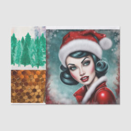 Papel de Decoupage da Rapariga de Natal Rockabilly