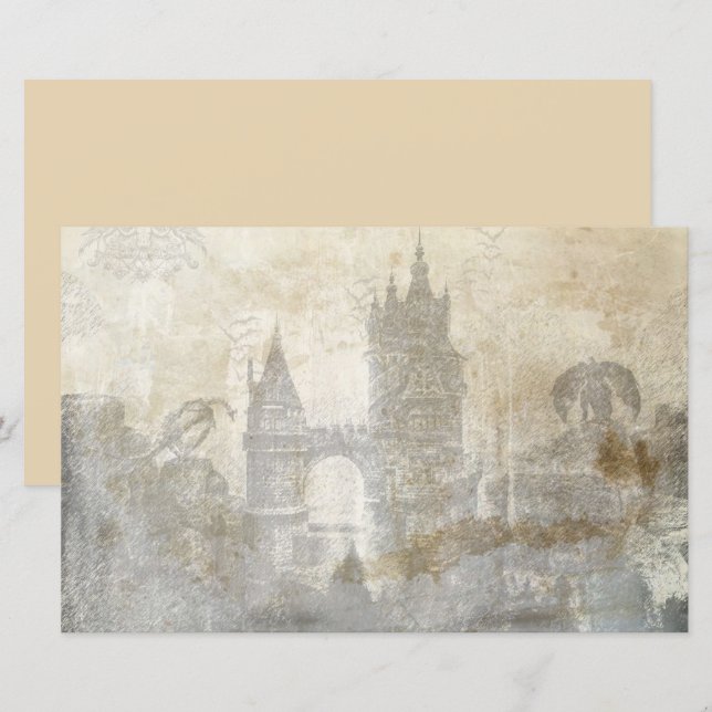 Papel de decoupage de álbum de recortes de castelo (Frente/Verso)
