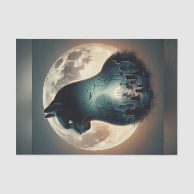 Papel de Decoupage de Halloween no Cemitério de Ga (Frente )