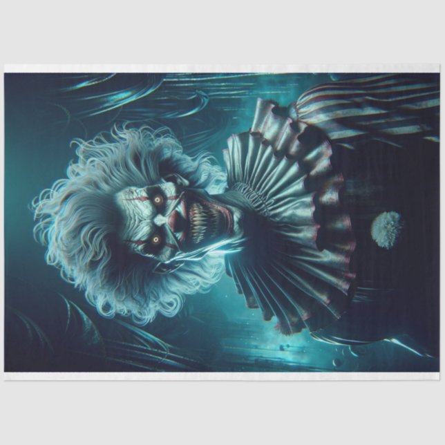 Papel de Decoupage de Palhaço Assustador Dementado (Frente )