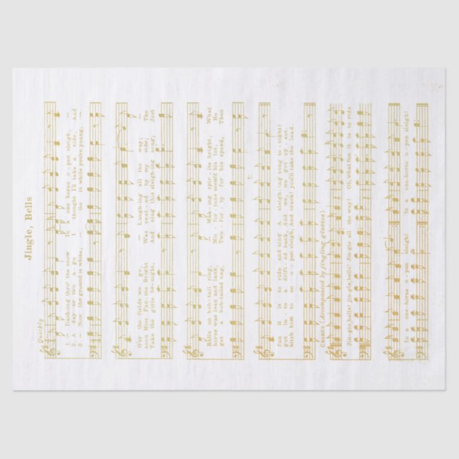 Papel de Decoupage de Tecido Feriado Jingle Bells  (Frente )