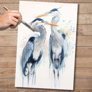 Papel de Decoupage do Blue Herons 2