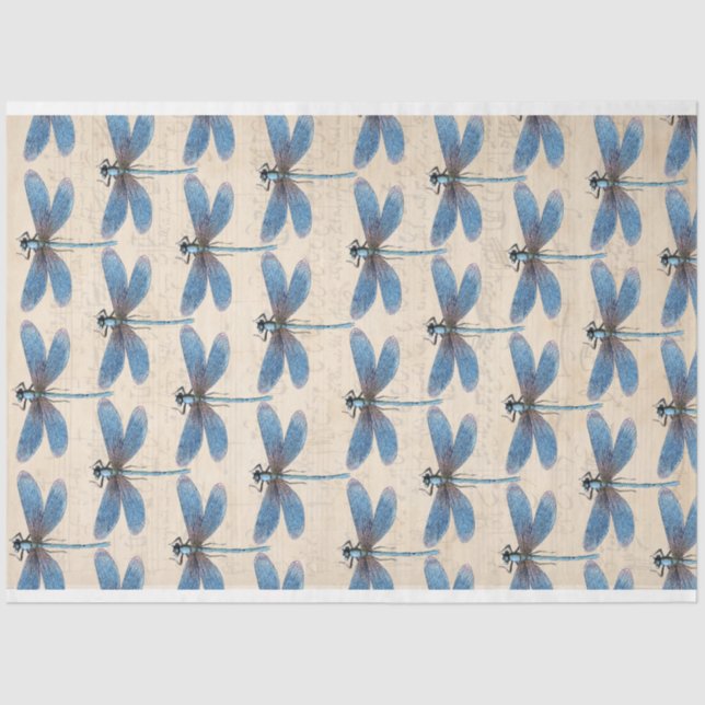Papel de Decoupage do Mobiliário Azul Dragonfly (Frente )