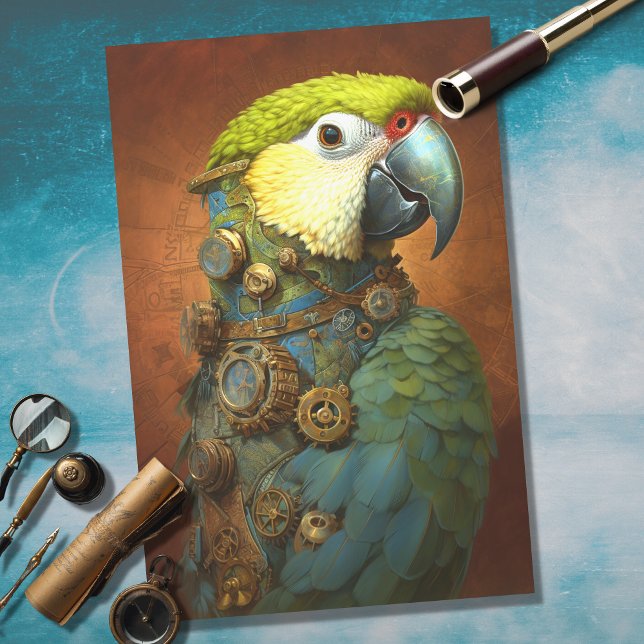 Papel de Decoupage do Parrot Steampunk 4 (Criador carregado)