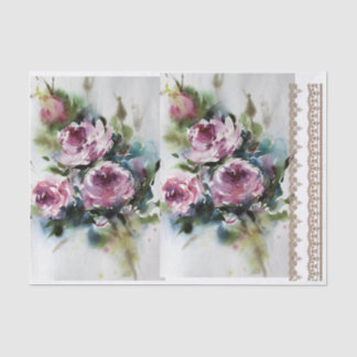 Papel de Decoupage Floral com Bordas de Lace