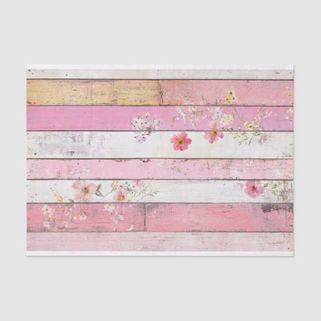 Papel de Decoupage Pink Flower-Wood Plank (Frente )