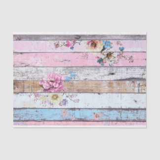 Papel de Decoupage Pink Flower-Wood Plank