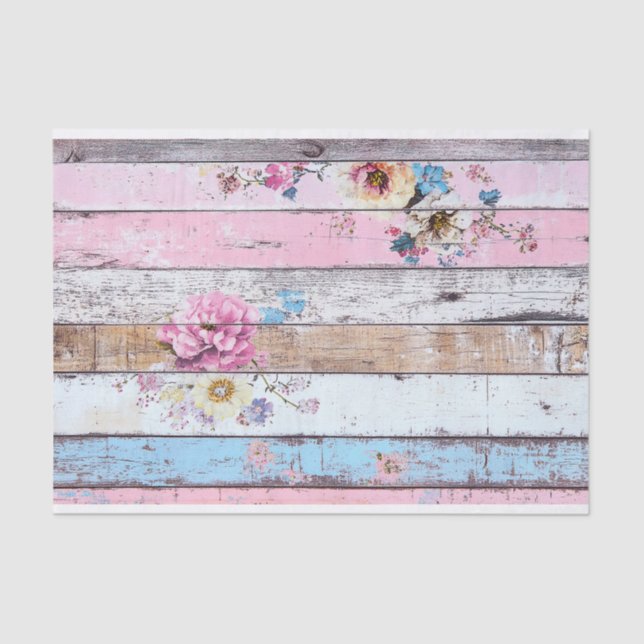 Papel de Decoupage Pink Flower-Wood Plank (Frente )