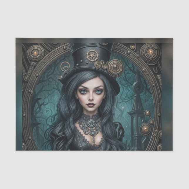 Papel de Descamação da Mulher Gótico Steampunk (Frente )