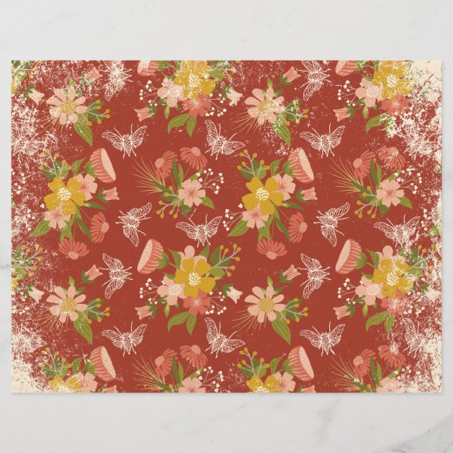 Papel de Diário de Lixo Botânico Floral (Frente)