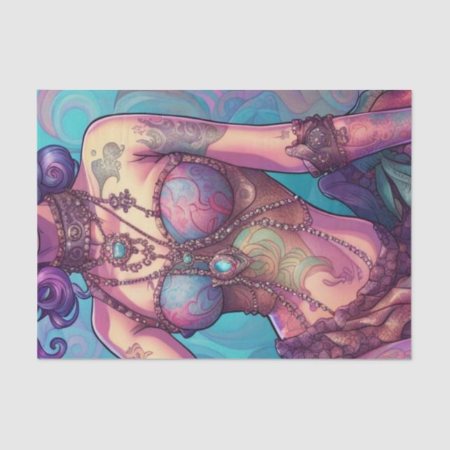 Papel de dissociação da mulher com tatuagem colori (Frente )