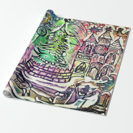 PAPEL DE EMBALAGEM DE PRESENTE DE NATAL DESENHADO 