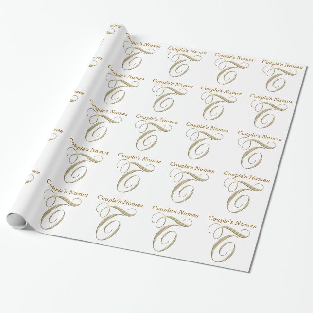 Papel de embrulhamento de presente de monograma de (Desenrolado)