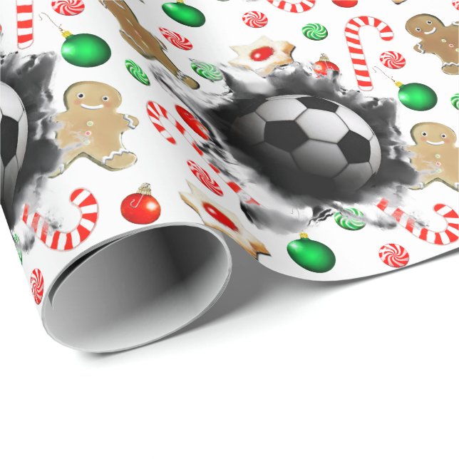 Papel de embrulhamento de presente de Natal no fut (Ponta do rolo)