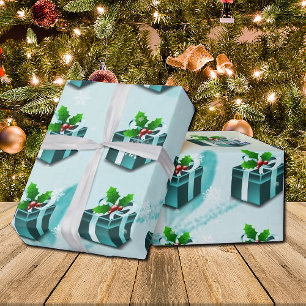 Papel de embrulhamento de presente de Natal Teal