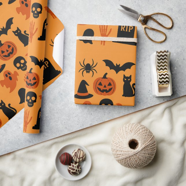 Papel de embrulhamento de presente de Spooky Hallo (Artesanato)