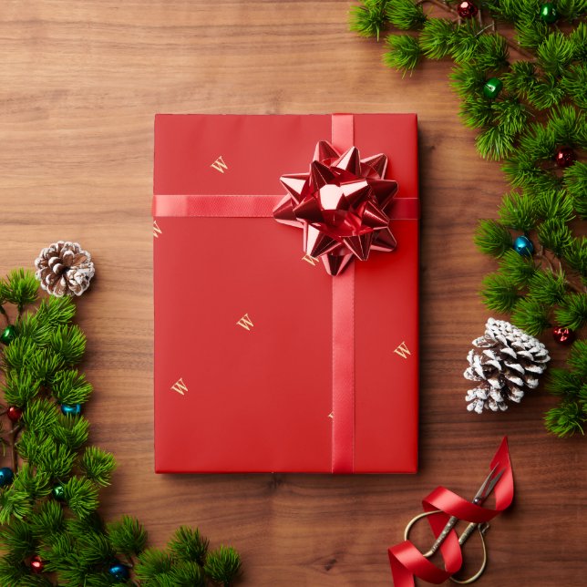 Papel de embrulhamento de presente inicial do mono (Presente de Natal)