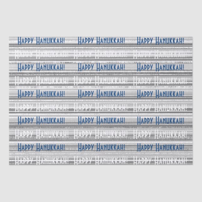 Papel de embrulhamento de tiras Azuis Feliz Hanukk (Frente )
